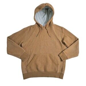 H&M Men's Medium Hoodie Pullover Fleece Sweatshirt Brown Sherpa Lined Hood